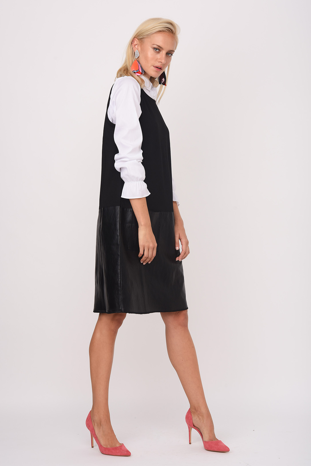 Black Sarafan Leather Like Dress Cb Fashion Black Sarafan Leather Like Dress